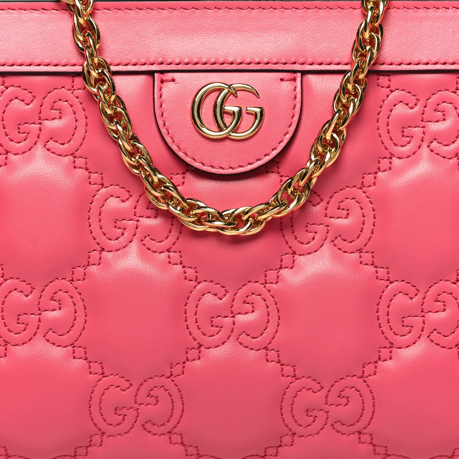 Gucci Calfskin GG Matelasse Small Slim Chain Shoulder Bag Rhodamine Pink Natural 8 of 10