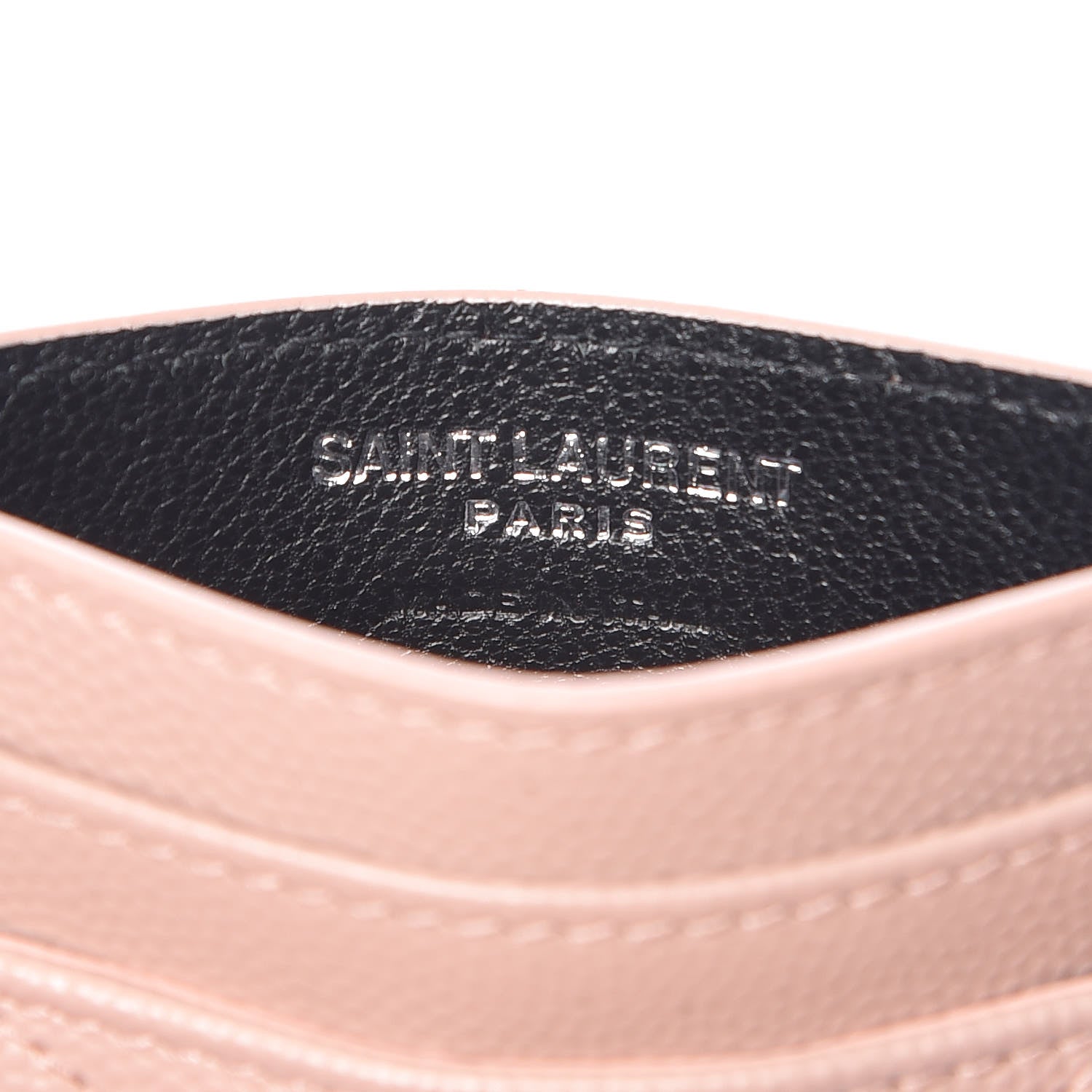 Saint Laurent Grain De Poudre Matelasse Chevron Monogram Credit Card Case Pale Pink 7 of 9