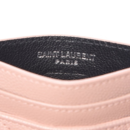Saint Laurent Grain De Poudre Matelasse Chevron Monogram Credit Card Case Pale Pink 7 of 9
