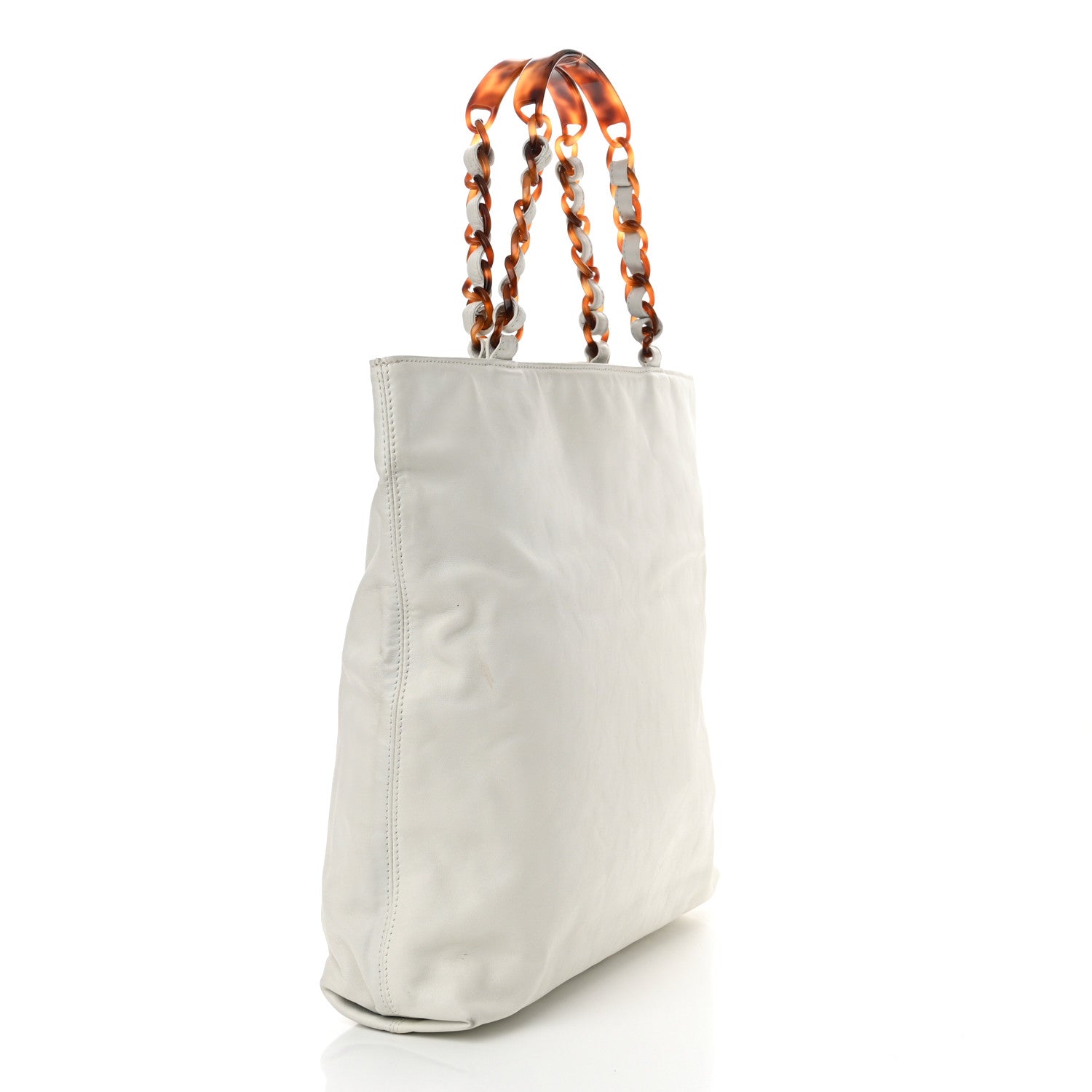 Chanel Lambskin Bekko Chain CC Shopping Tote White 3 of 17