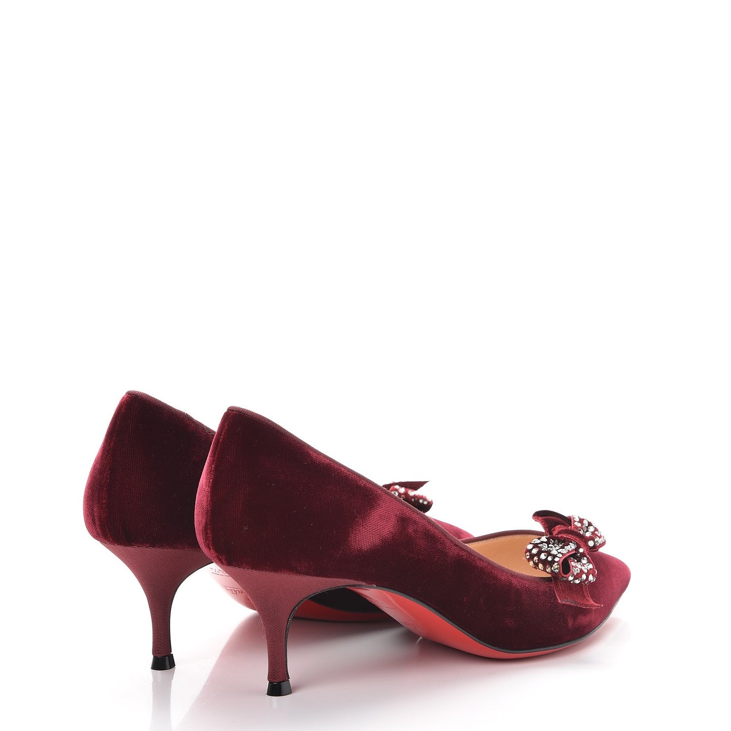 Velvet Madame Menule Bow 55 Pumps 36.5 Wine