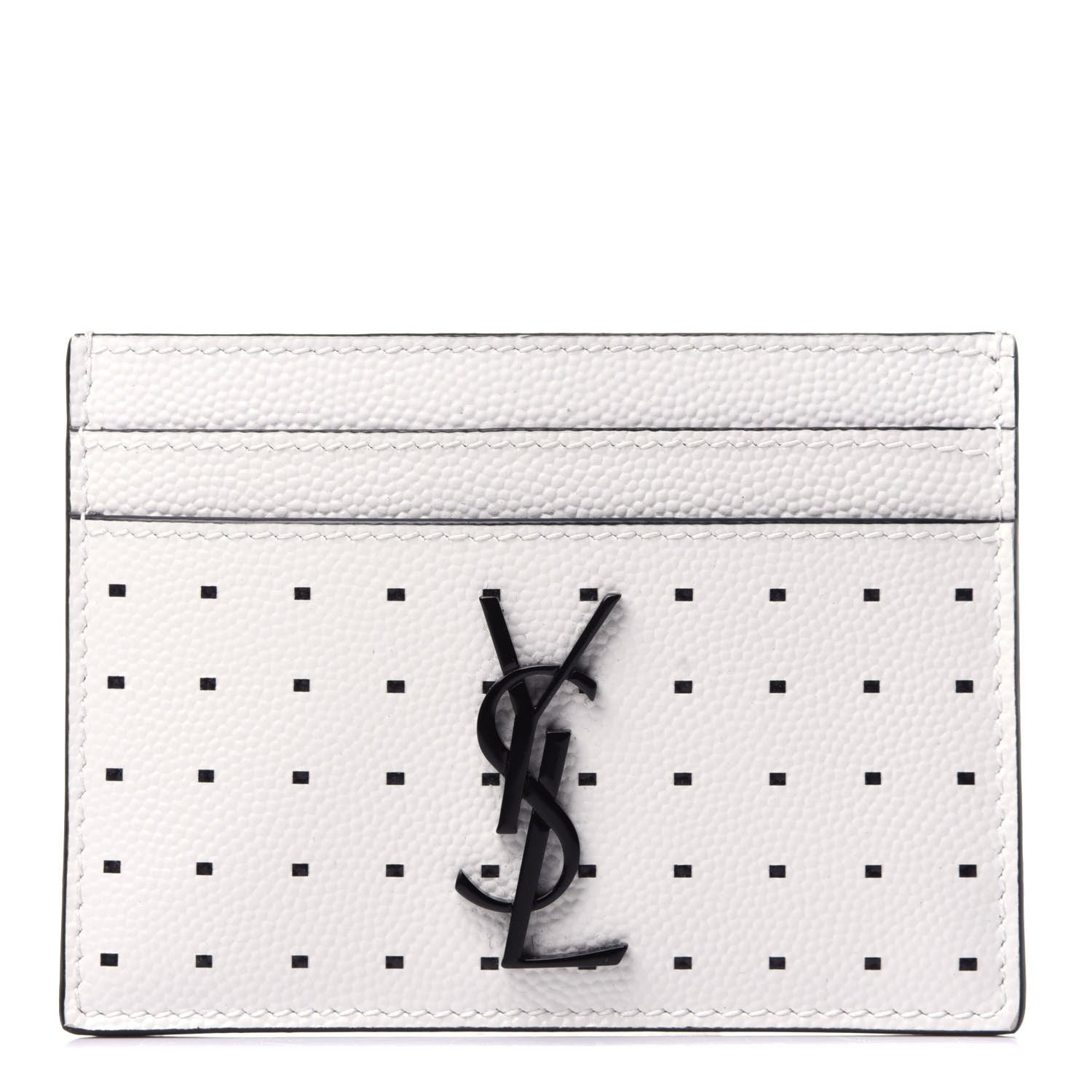 Saint Laurent Grain De Poudre Geo Print Monogram Credit Card Case White 1 of 9