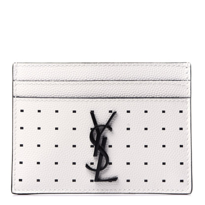 Saint Laurent Grain De Poudre Geo Print Monogram Credit Card Case White 1 of 9