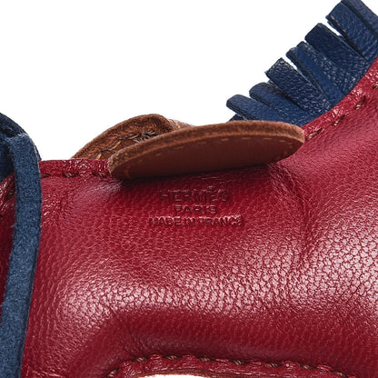 Hermes Milo Lambskin Grigri Rodeo Horse Bag Charm PM Bleu de Malte Rubis Fauve 3 of 3