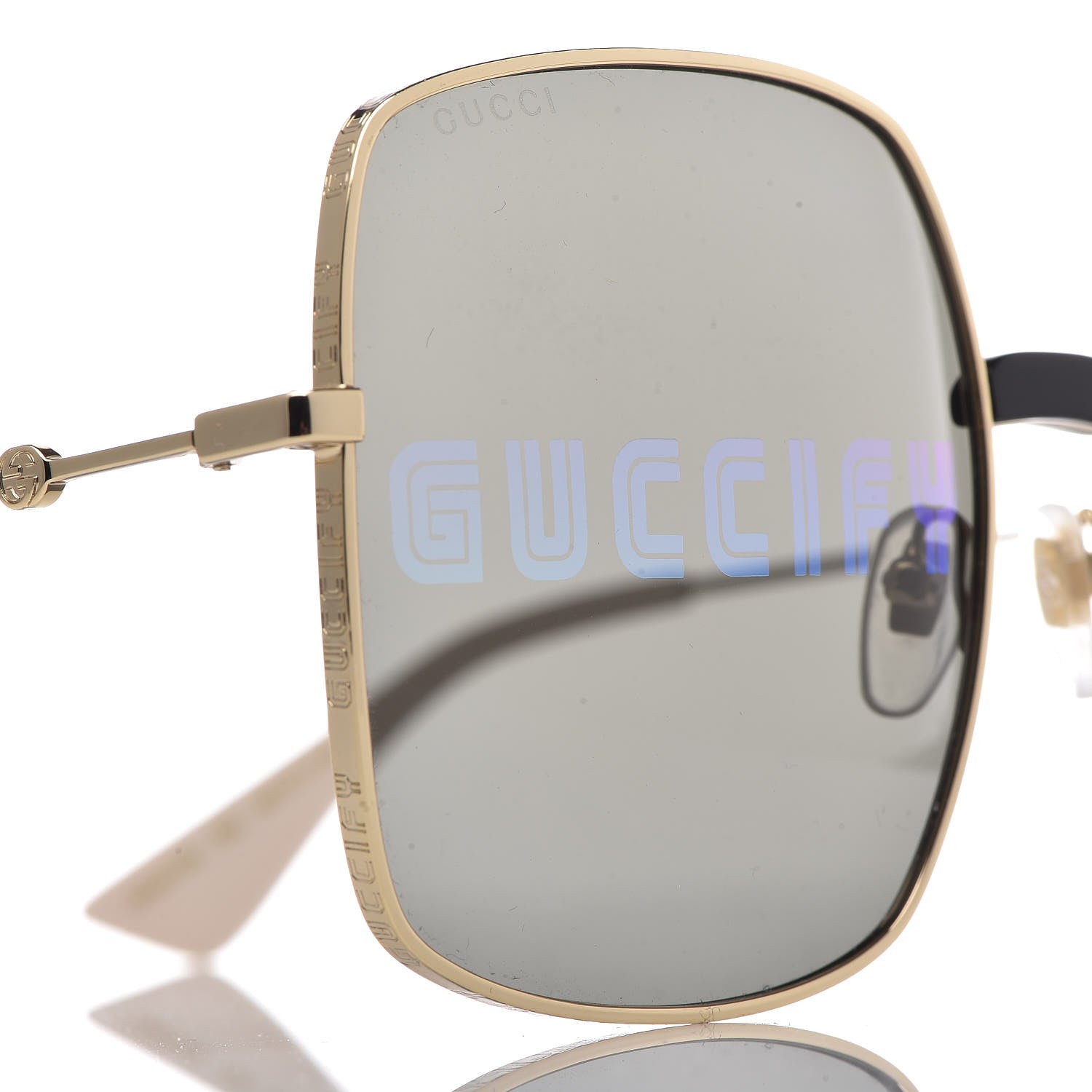 Gucci Metal Rectangular Guccify Frame Sunglasses GG0414S Gold 8 of 9