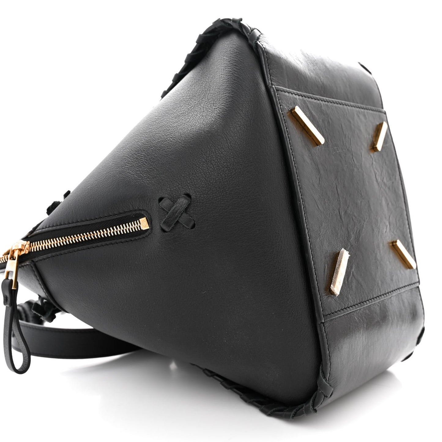 Calfskin Small Whipstitch Hammock Shoulder Bag Black