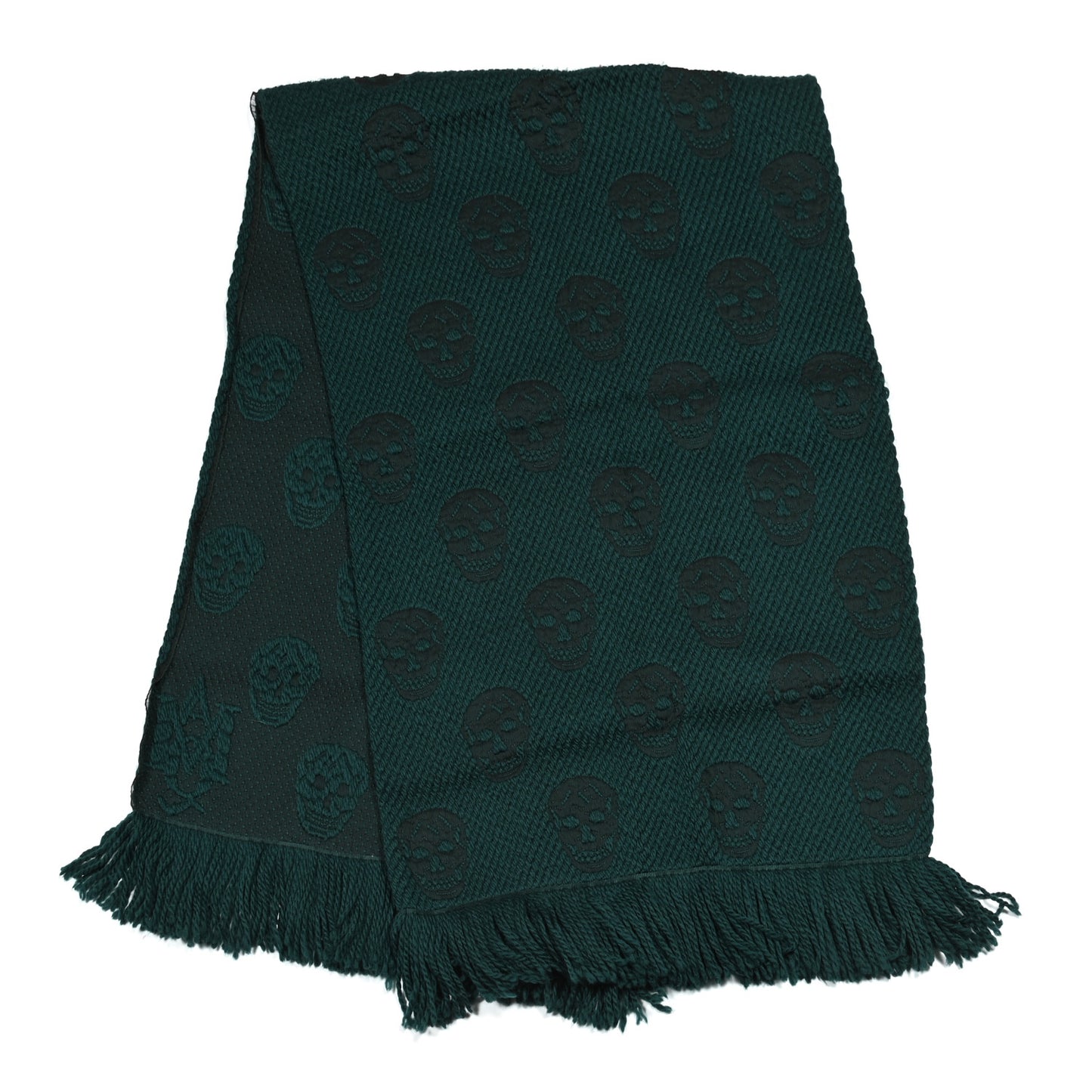 Wool Large Reversible Skull Scarf Blue Green