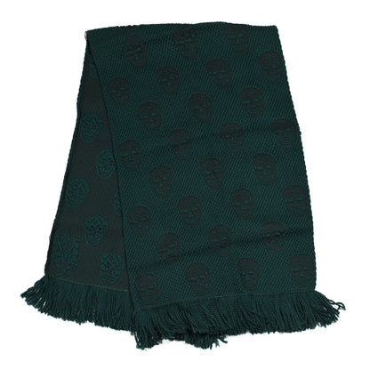 Alexander McQueen Wool Large Reversible Skull Scarf Blue Green 2 of 5
