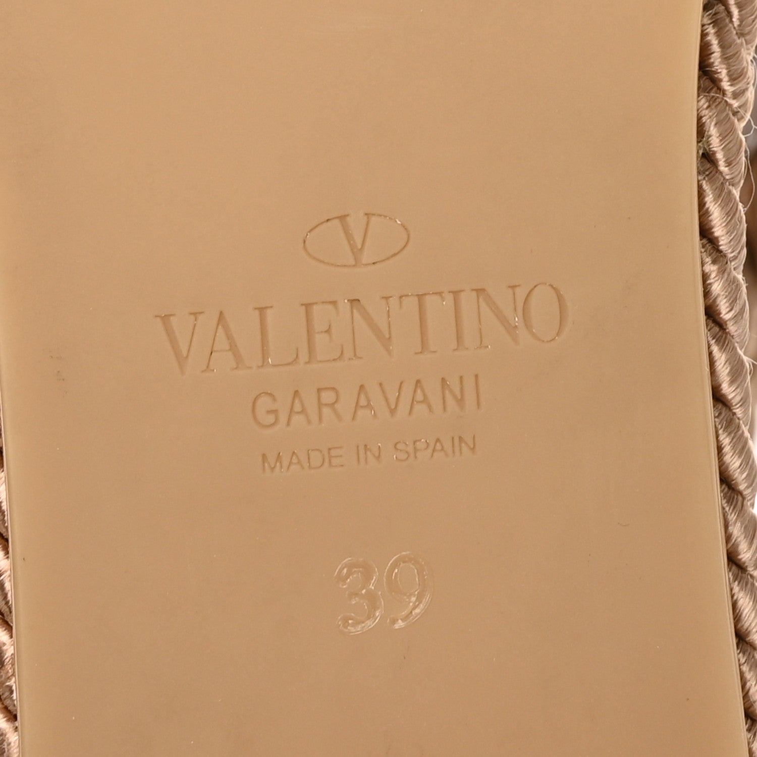 Valentino Garavani Calfskin Silk Rockstud Torchon Espadrille Wedge 25/95mm Slide Sandals 39 Poudre 8 of 8