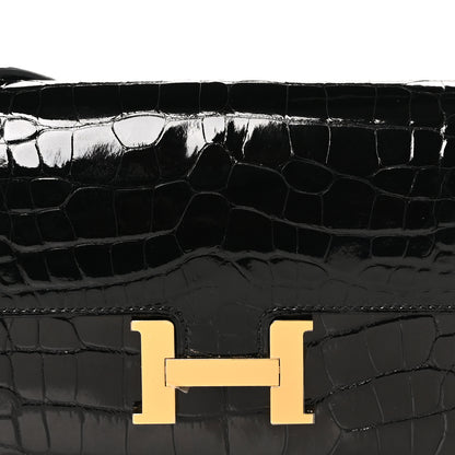 Hermes Shiny Alligator Constance Long Wallet To Go Black 8 of 11