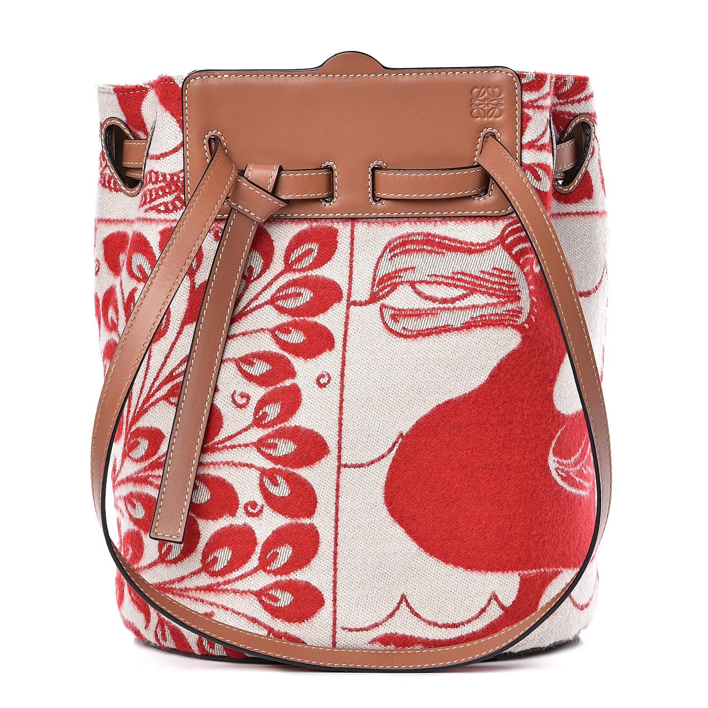 Canvas Calfskin Lazo Tiles Bucket Bag Multicolor