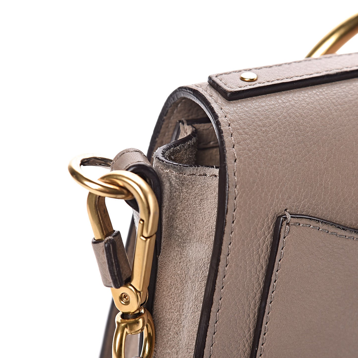 Calfskin Suede Medium Nile Bracelet Bag Motty Grey