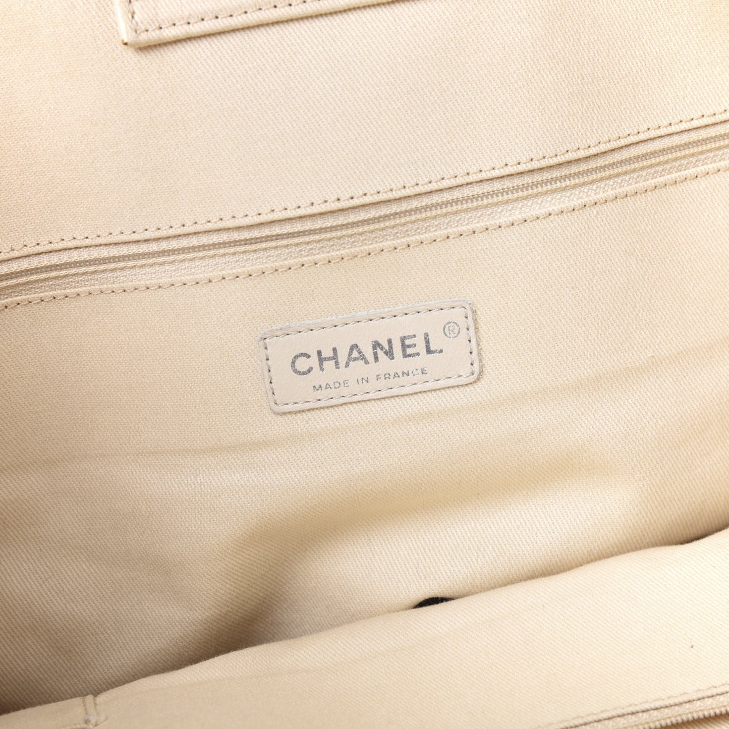 Canvas Chevron CC Shopping Tote White