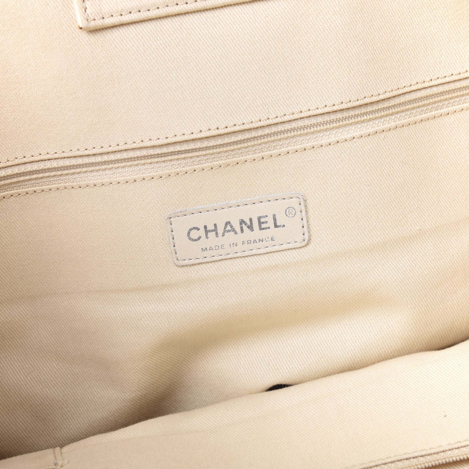 Chanel Canvas Chevron CC Shopping Tote White 9 of 11