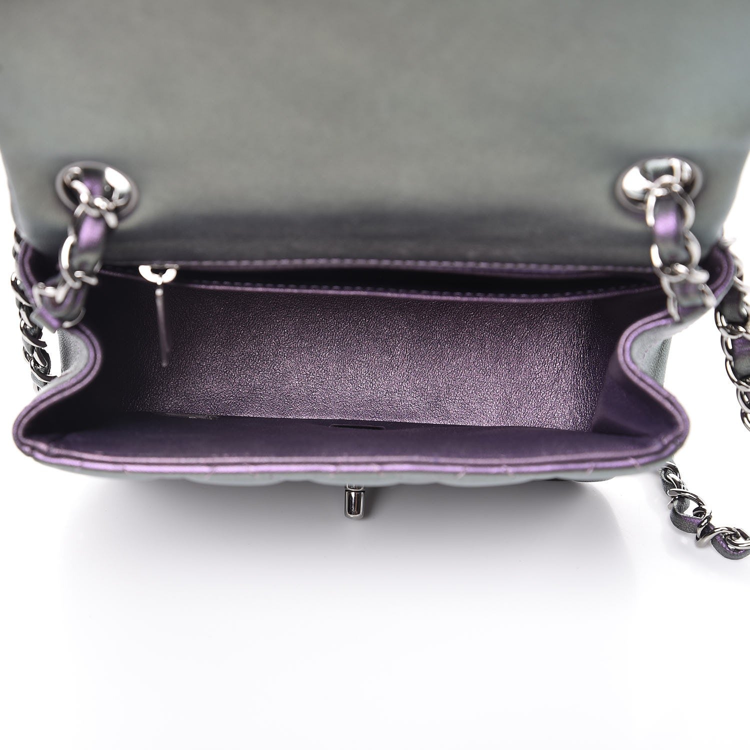 Chanel Iridescent Lambskin Quilted Mini Square Flap Dark Purple 5 of 8