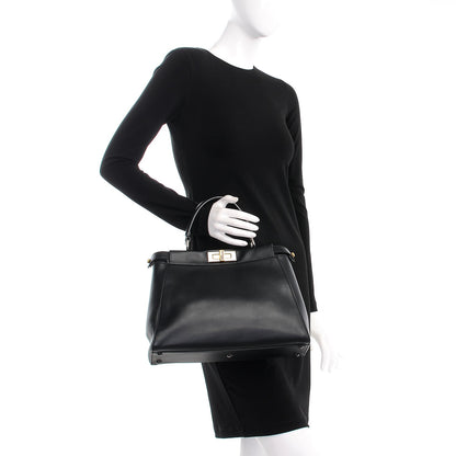 Fendi Vitello Suede Medium Peekaboo Iconic Satchel Black 3 of 7
