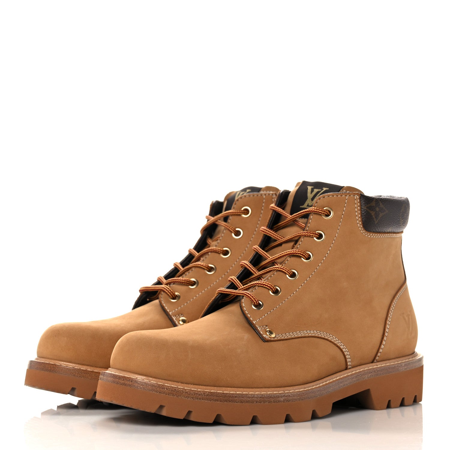 Louis Vuitton Nubuck Calfskin Monogram Oberkampf Ankle Boots 7.5 Beige 3 of 8