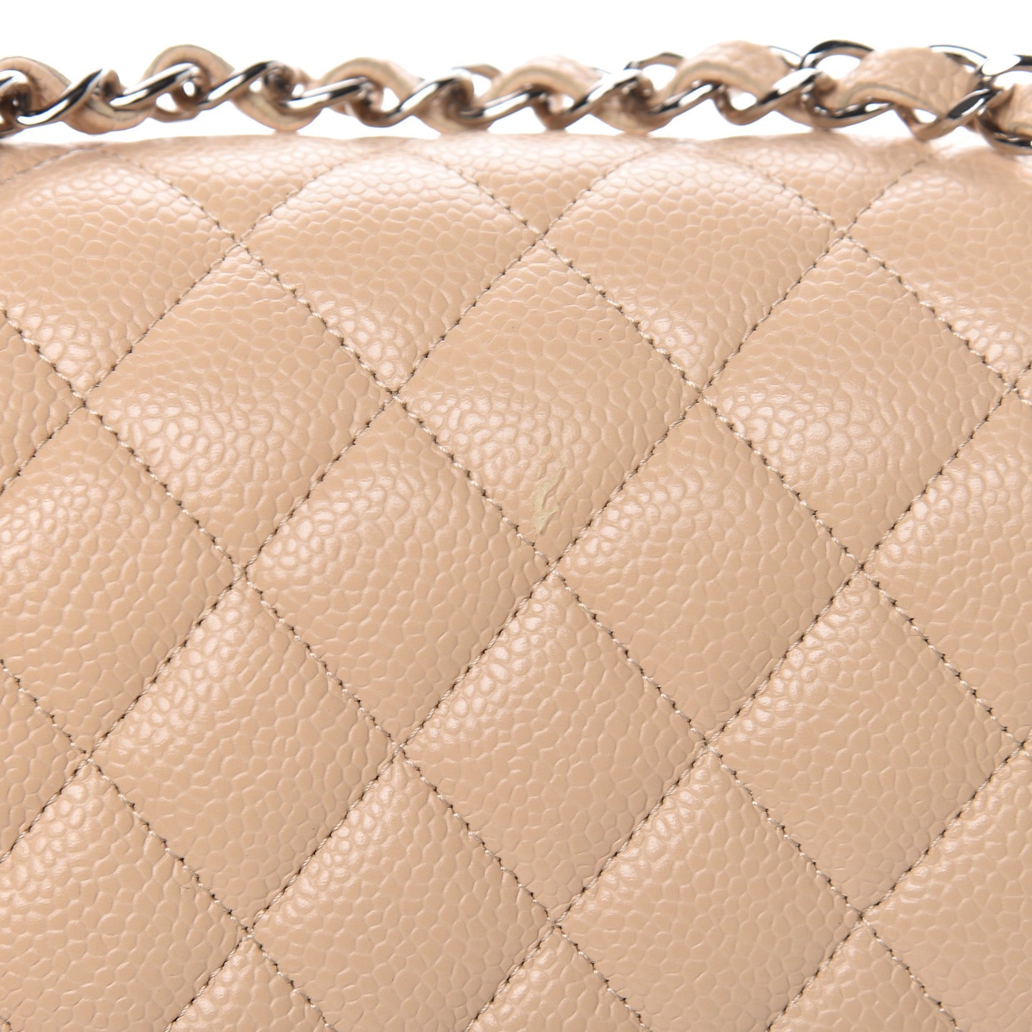 Caviar Quilted Medium Double Flap Beige Clair