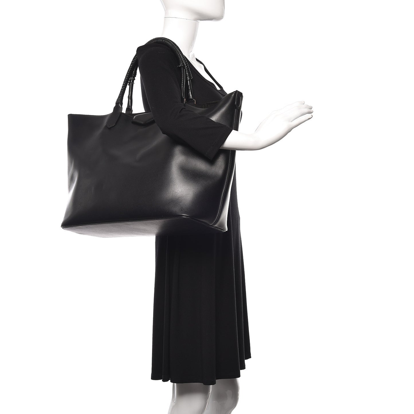 Calfskin Large Antigona Whipstitch Handle Tote Black