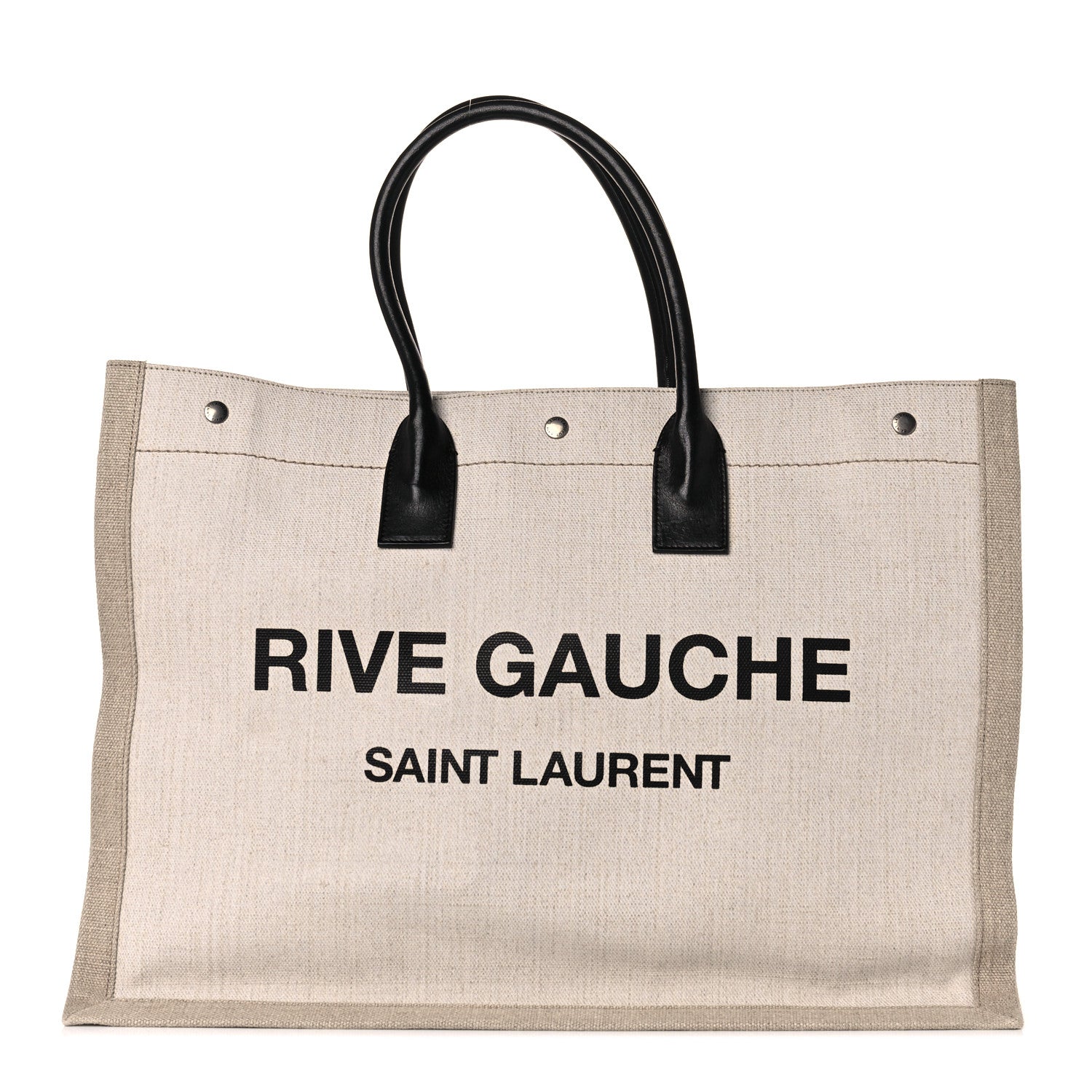 Saint Laurent Linen Calfskin Rive Gauche Tote Optic White 1 of 18