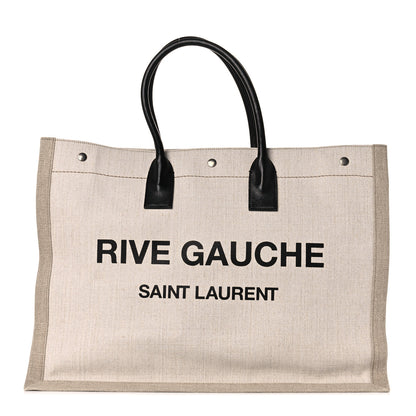 Saint Laurent Linen Calfskin Rive Gauche Tote Optic White 1 of 18