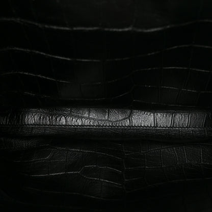 Saint Laurent Calfskin Crocodile Embossed Suede Medium Reversible Monogram Kate Satchel Military Taupe 5 of 7