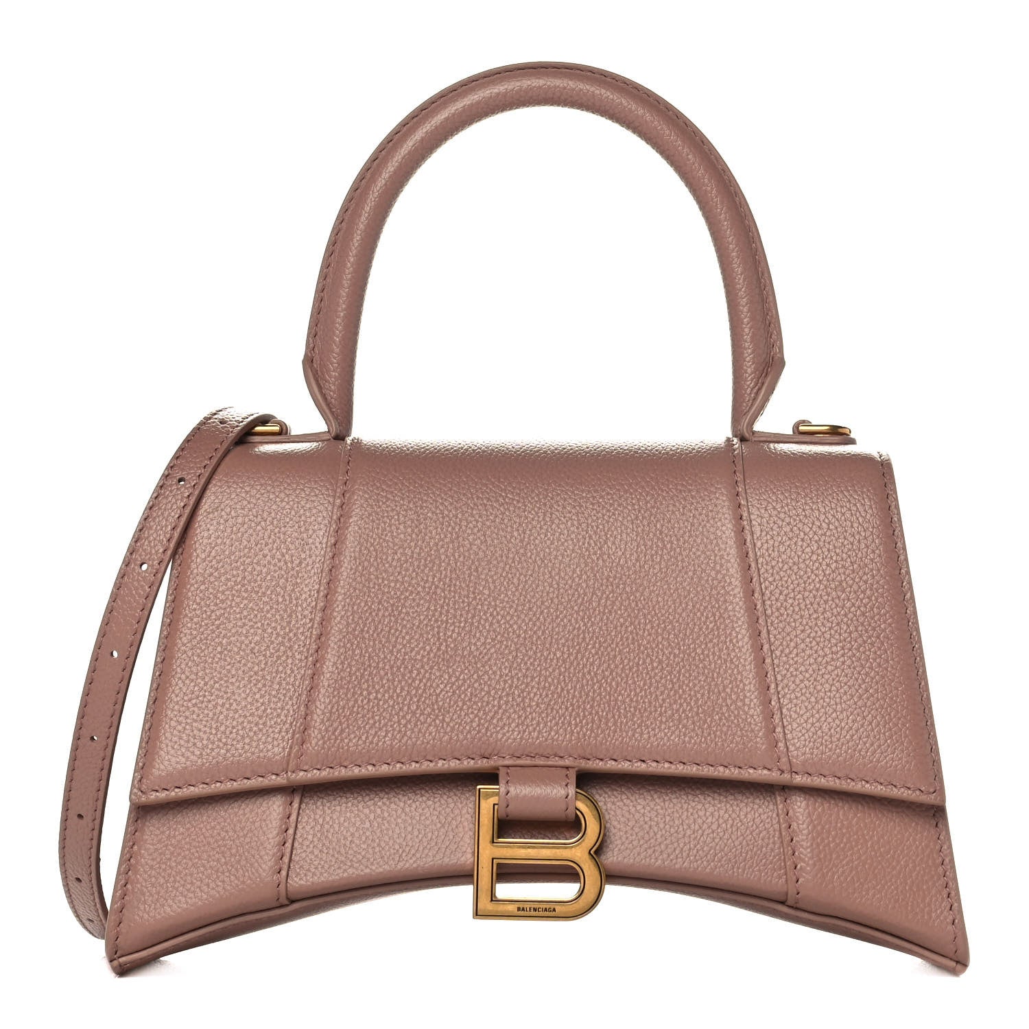 Balenciaga Grained Calfskin Small Hourglass Top Handle Bag Nude Beige 1 of 12