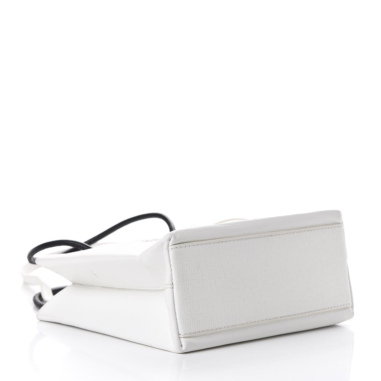 Squared Calfskin Logo Shopping Tote XXS White