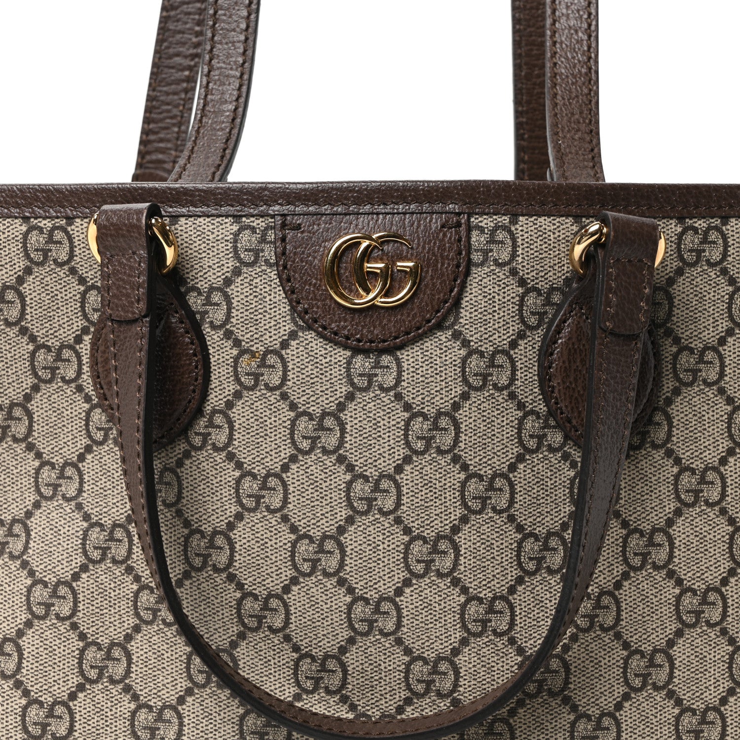 Gucci GG Supreme Monogram Textured Calfskin Small Ophidia Shoulder Tote Bag Beige Ebony New Acero 8 of 10
