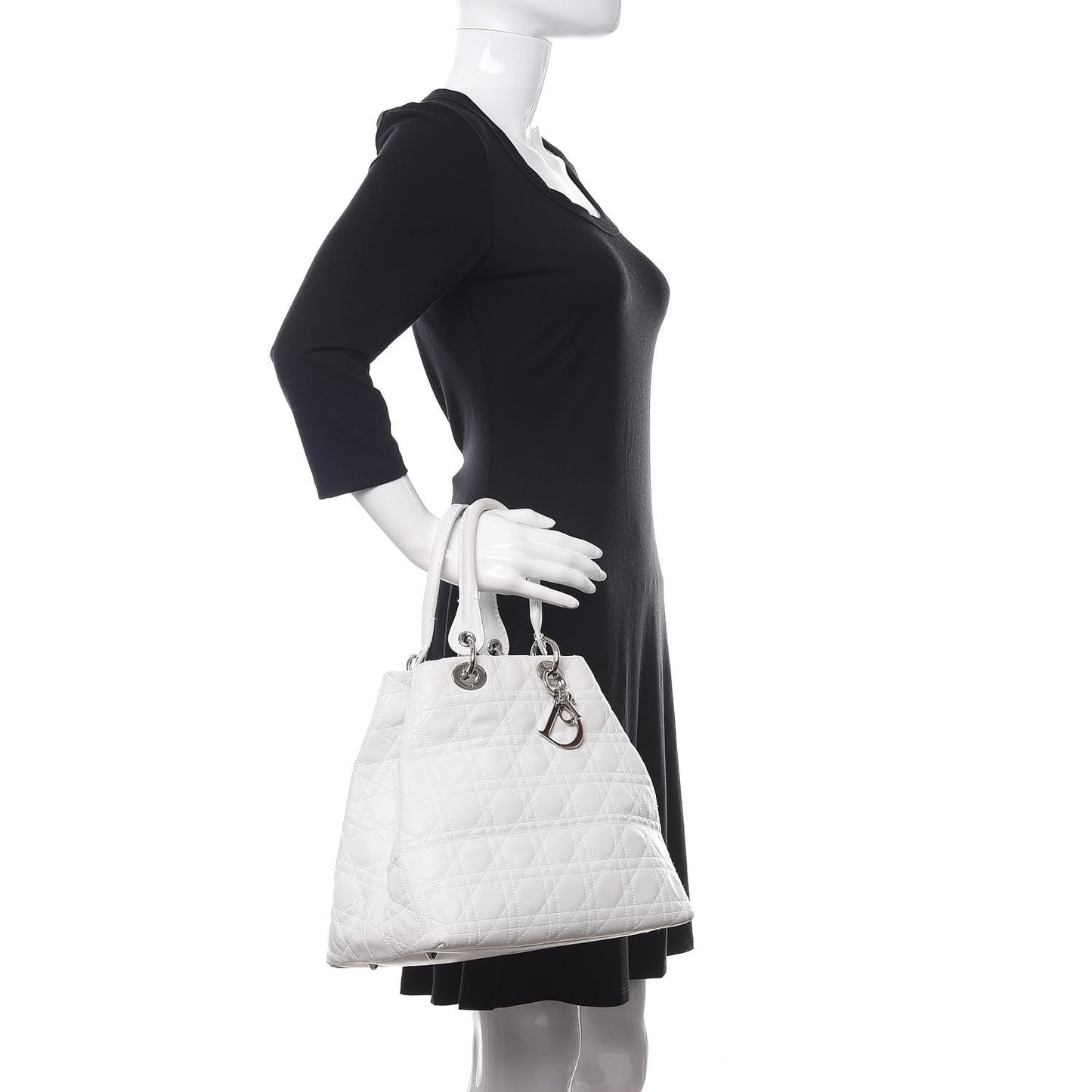 Lambskin Cannage Medium Soft Lady Dior White