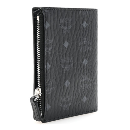 MCM Visetos Mini Bifold Zip Card Wallet Black 3 of 7
