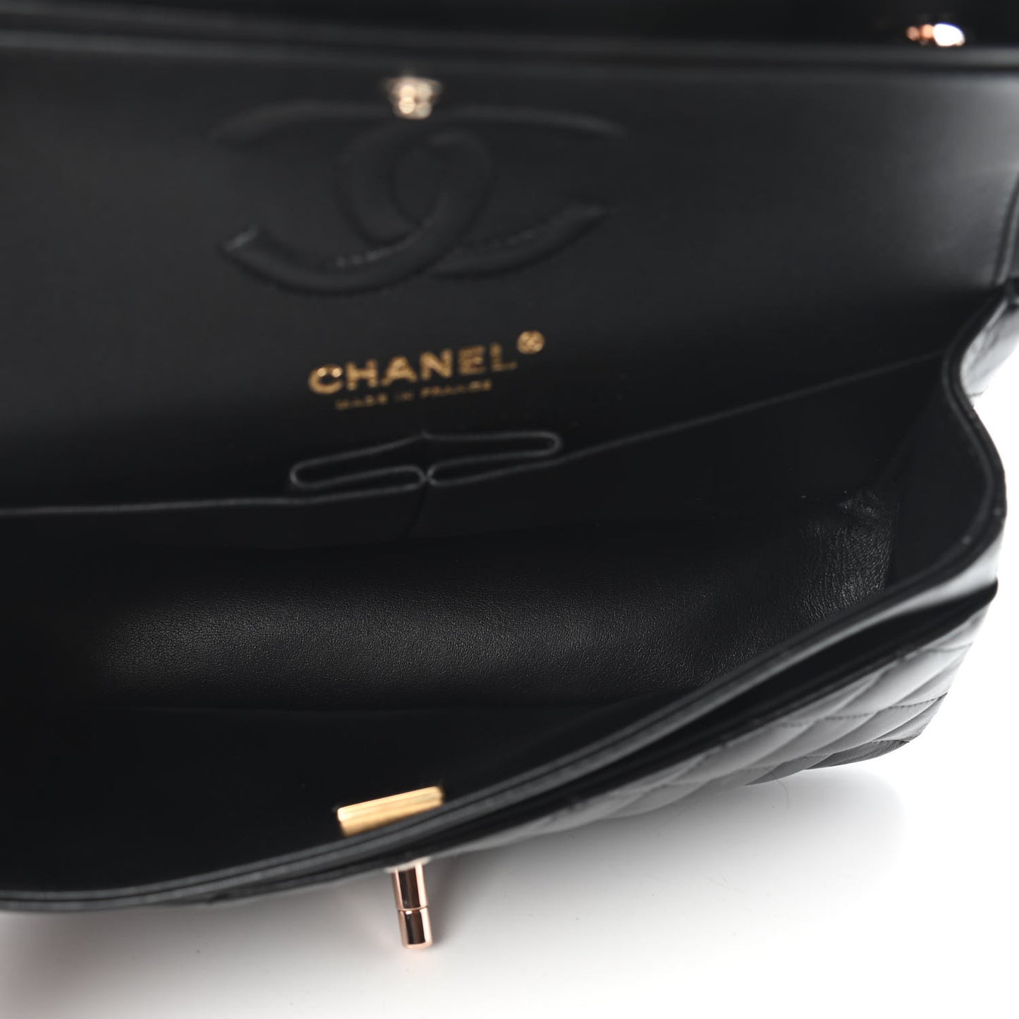 Lambskin Quilted Small Double Flap Black