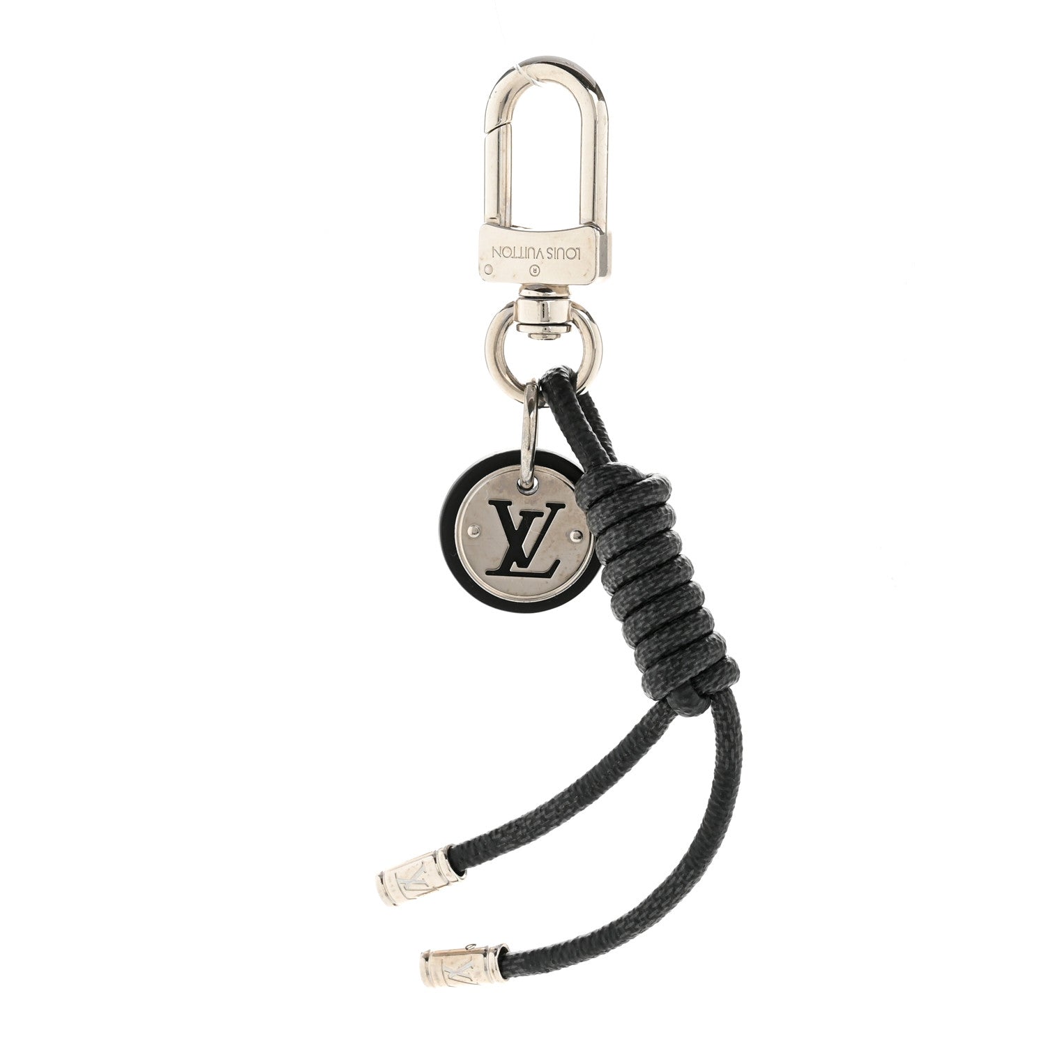 Louis Vuitton Palladium Damier Graphite Rope Bag Charm Key Holder 1 of 4