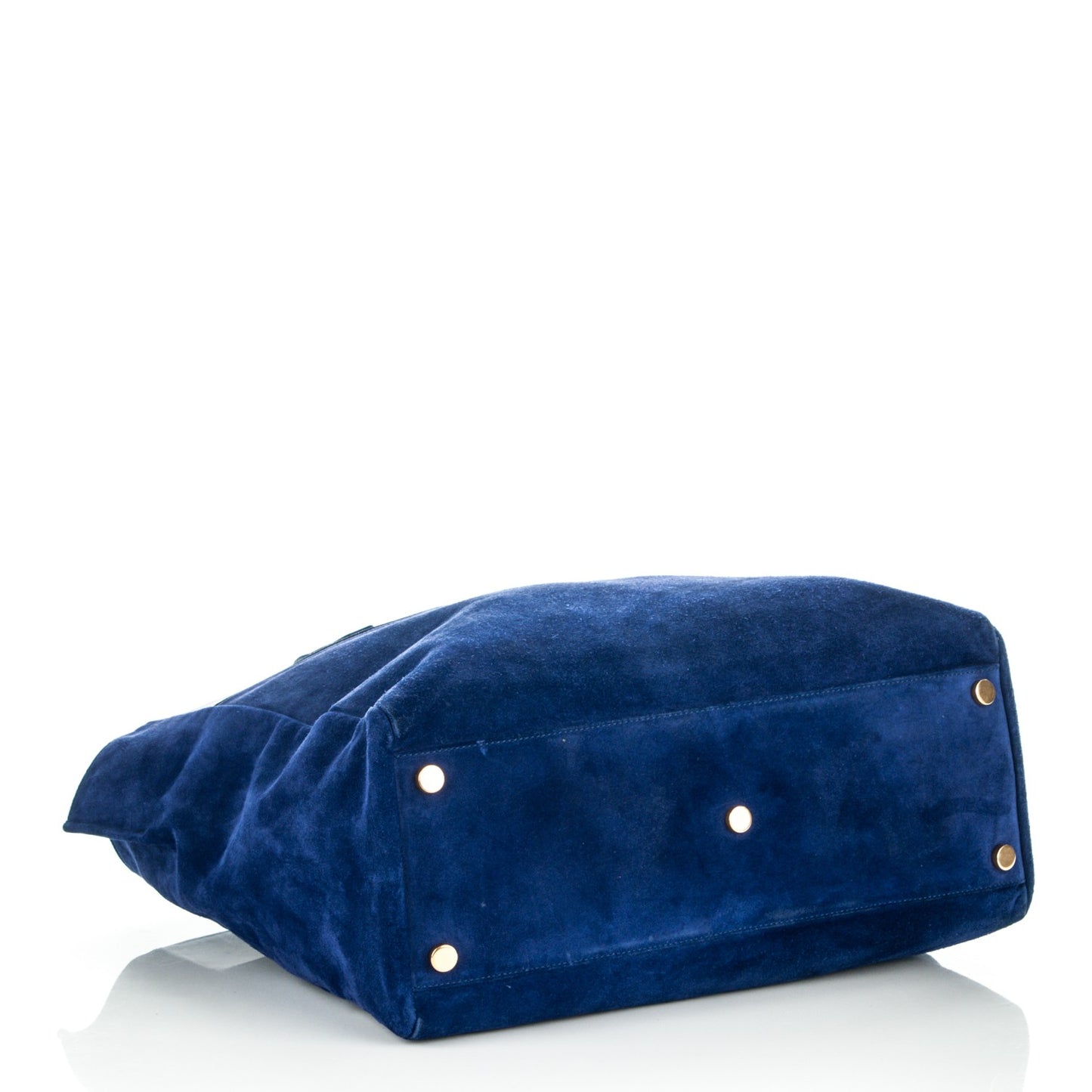 Calfskin Suede Reversible East West Shopper Tote Blue