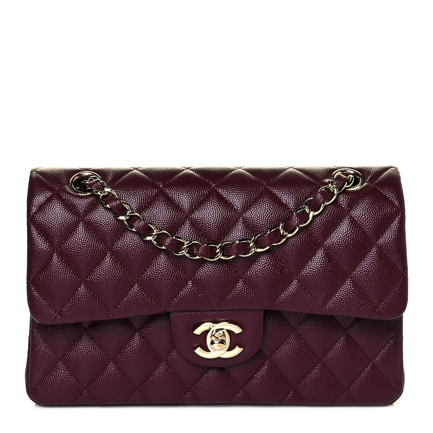 Caviar Quilted Small Double Flap Burgundy