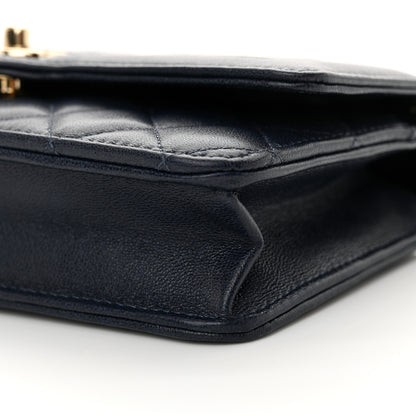 Chanel Lambskin Quilted CC Wallet On Chain WOC Dark Blue 11 of 11