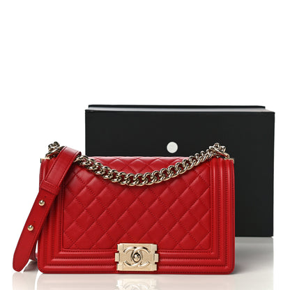 Chanel Lambskin Quilted Medium Boy Flap Red 13 of 13