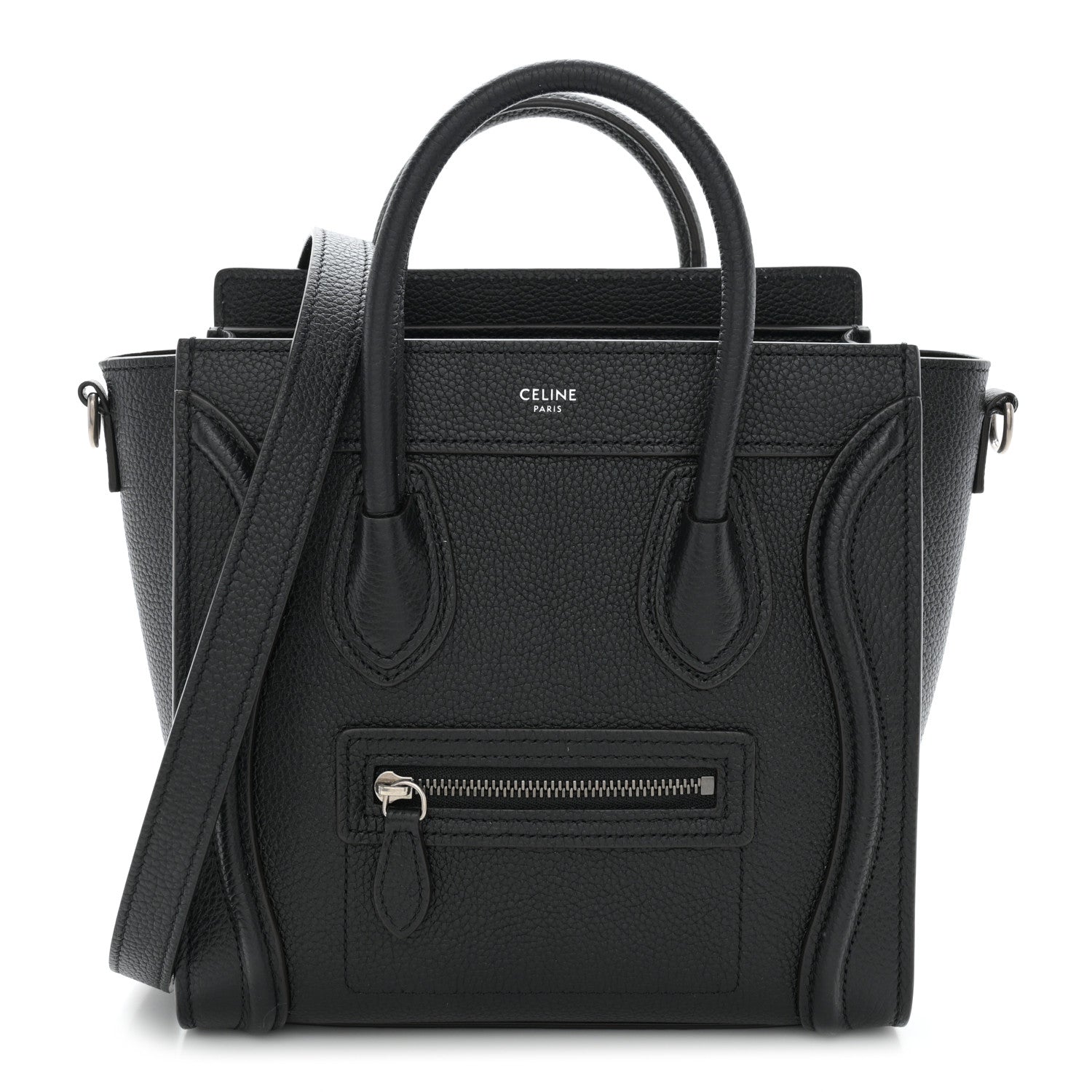 Celine Drummed Calfskin Nano Luggage Black 1 of 11