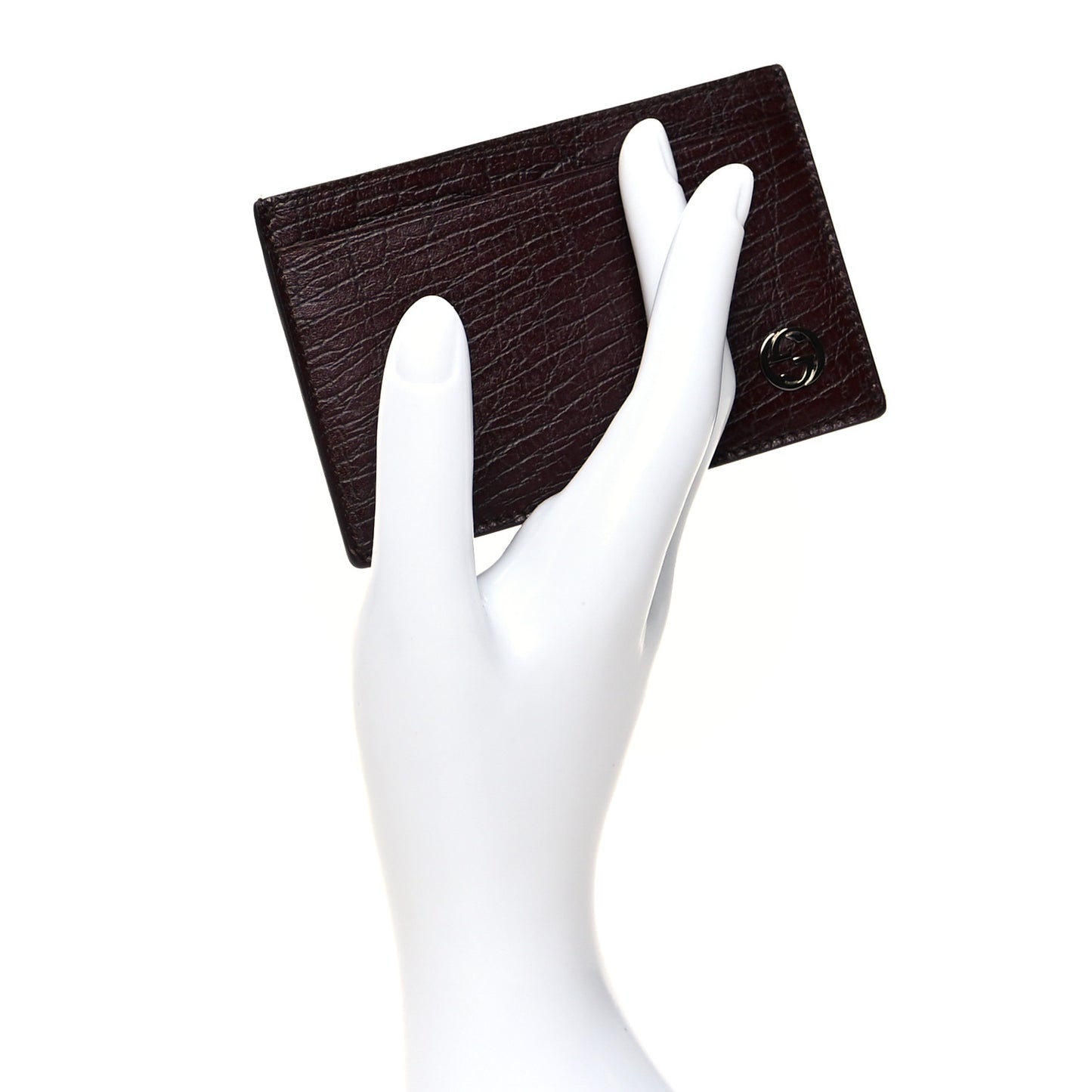 Calfskin GG Card Holder Burgundy