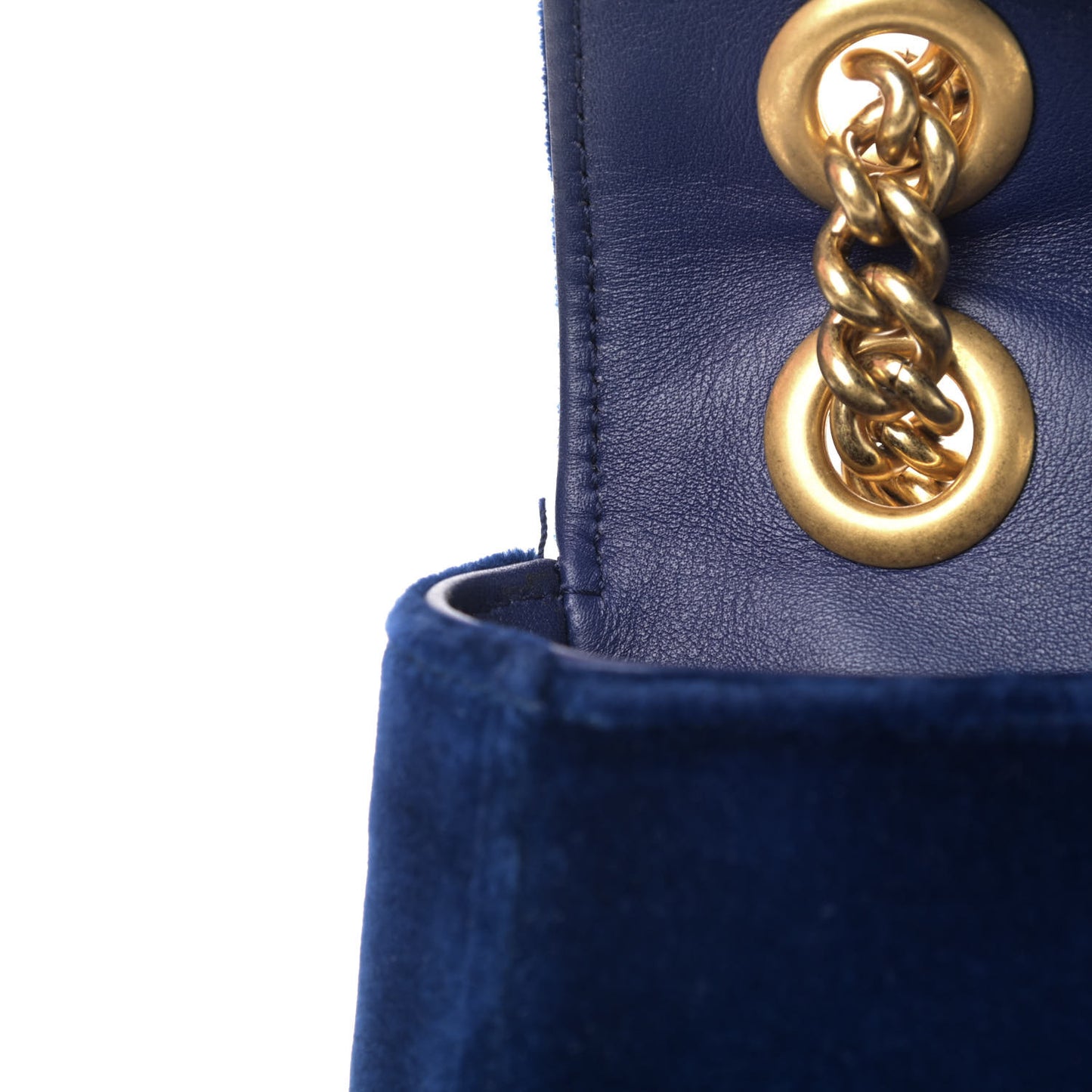 Velvet Matelasse Medium GG Marmont Shoulder Bag Cobalt Blue