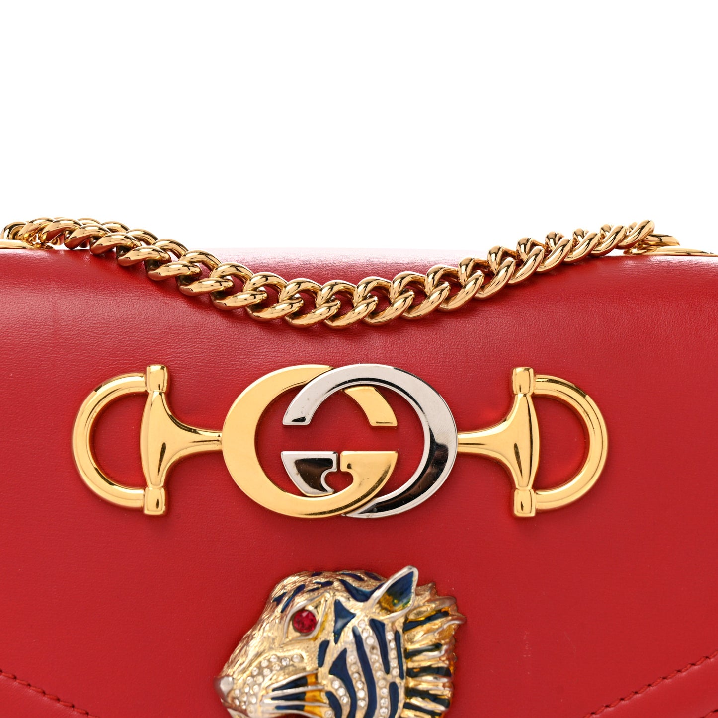 Vitello Palmellato Lux Crystal Medium Rajah Shoulder Bag Hibiscus Red Multicolor