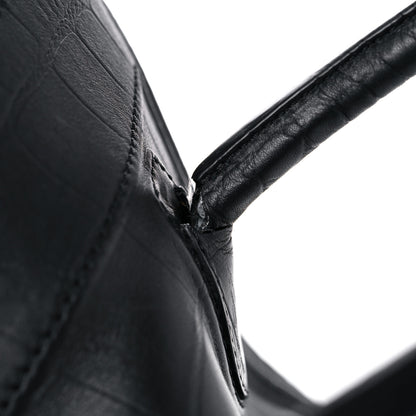 Celine Calfskin Crocodile Embossed Medium Phantom Luggage Black 28 of 28
