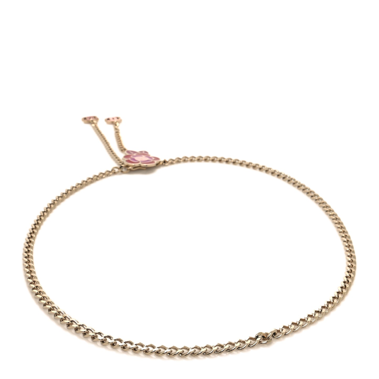 Enamel Camellia Chain Belt Red Pink Light Gold