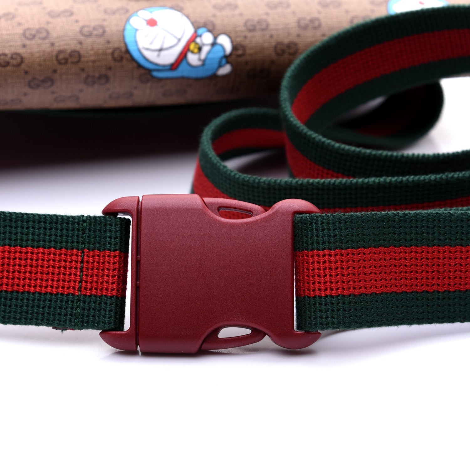 Gucci X DORAEMON Mini Vintage GG Supreme Monogram Web Slim Belt Bag Beige Cherry Red 12 of 14