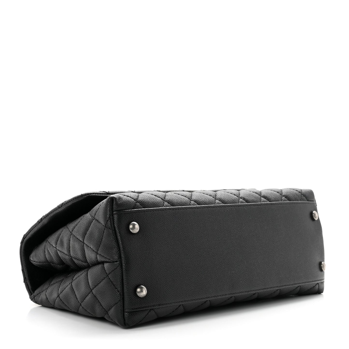 Caviar Lizard Quilted Small Coco Handle Flap Black