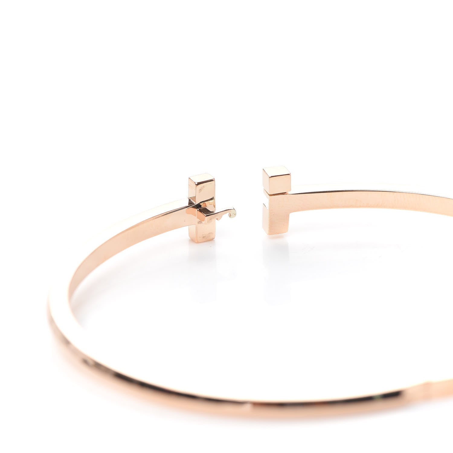 Tiffany 18K Rose Gold Narrow T T1 Hinged Bangle Bracelet 5 of 6