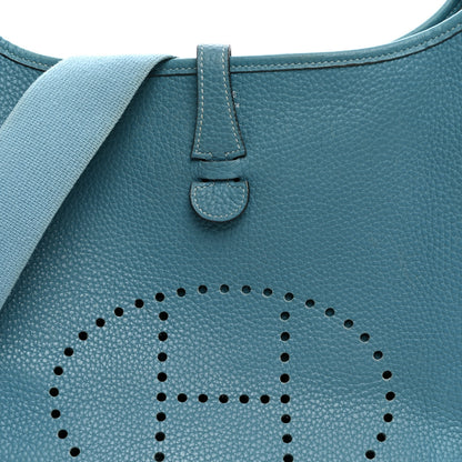 Hermes Taurillon Clemence Evelyne PM Blue Jean 8 of 11