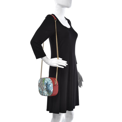 Gucci GG Supreme Monogram Blooms Mini Chain Shoulder Bag Beige Blue Navy Hibiscus Red 2 of 7
