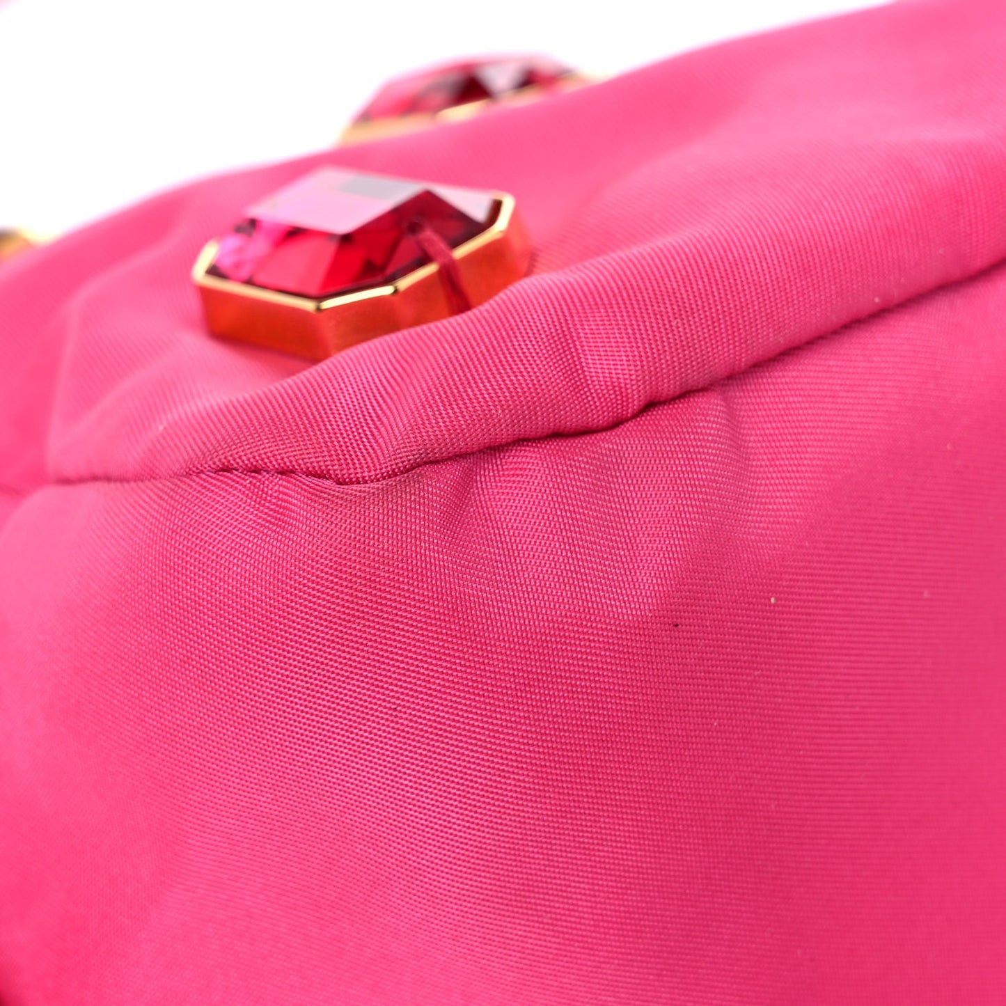 Tessuto Nylon Pietre Jeweled Shoulder Bag Fuxia