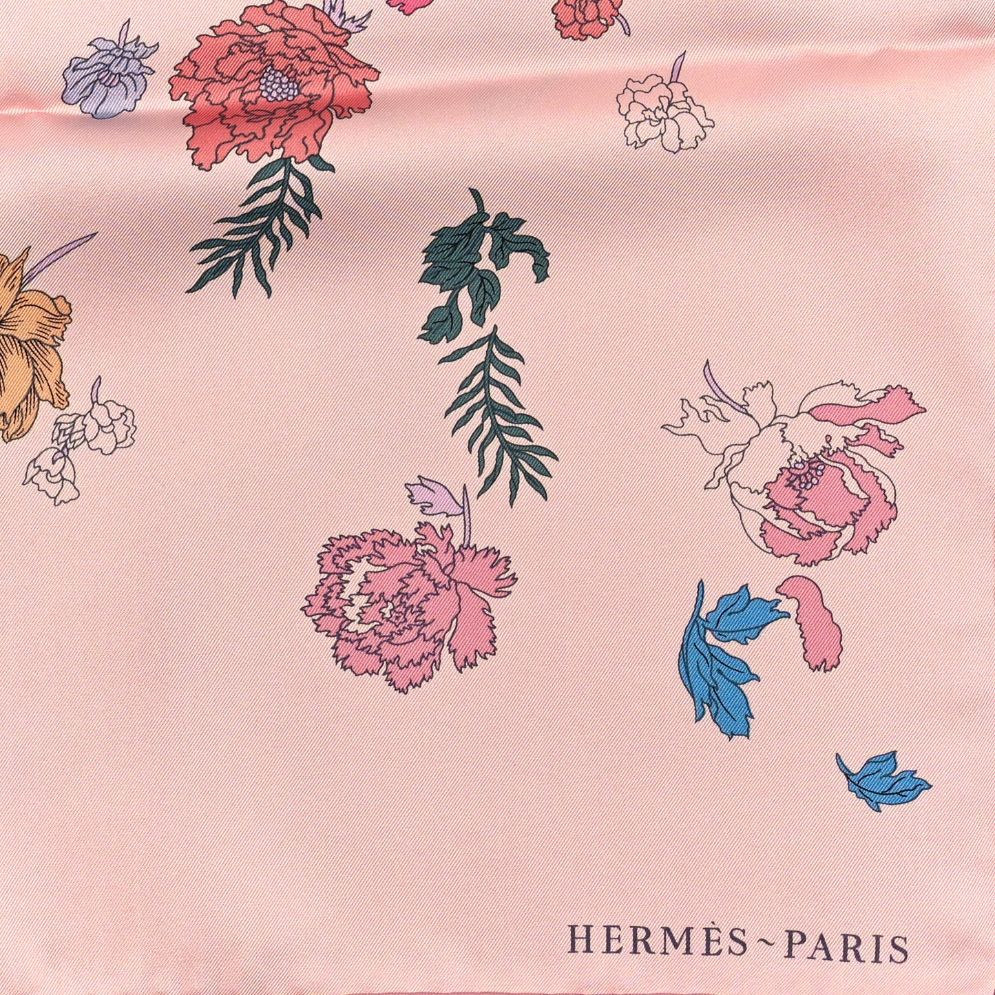 Silk Robe Legere Scarf 90 Rose Hortensia Bleu
